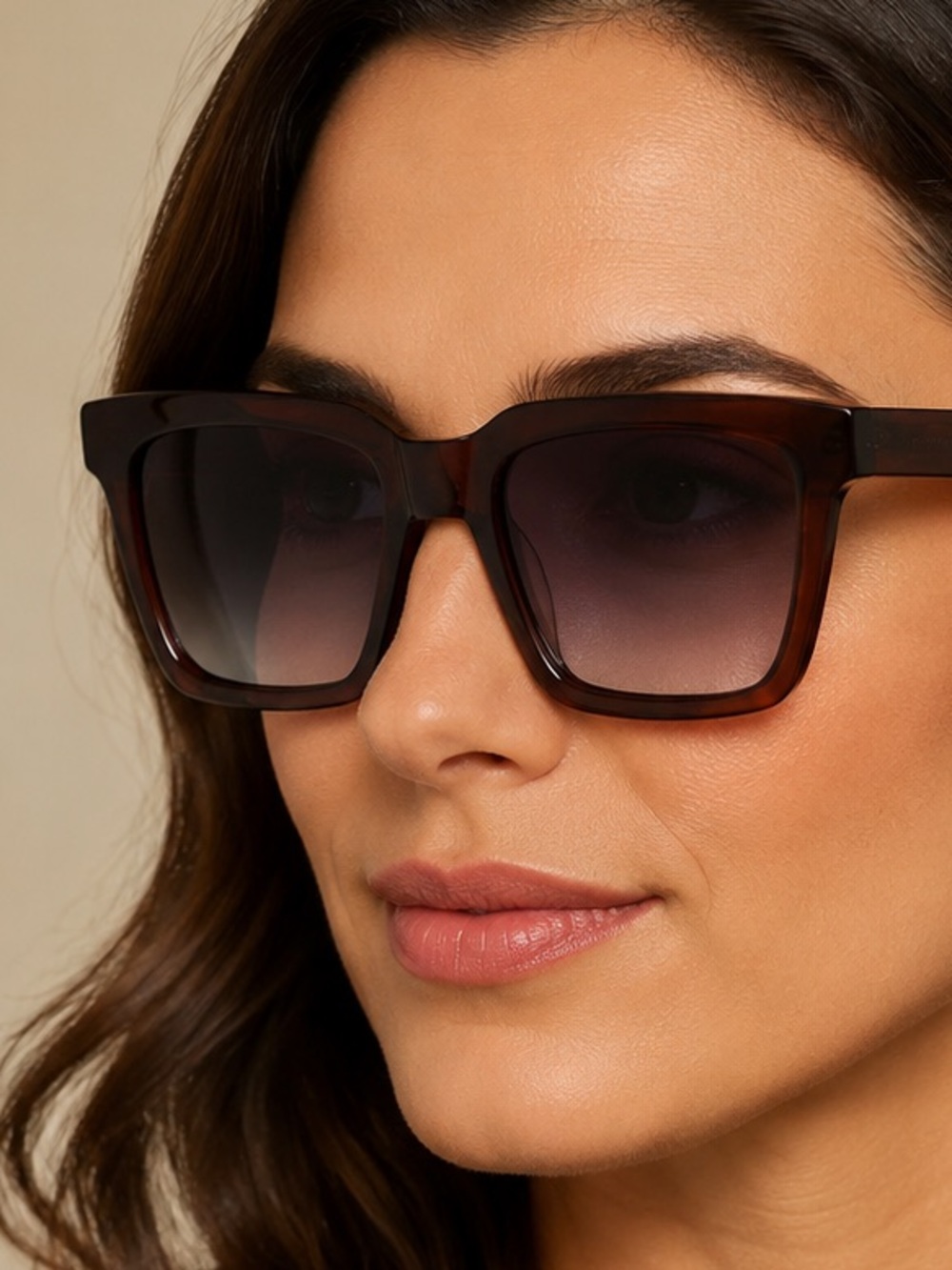 Women’s Brown Square Sunglasses - Fashion Acetate Frame 9062-02